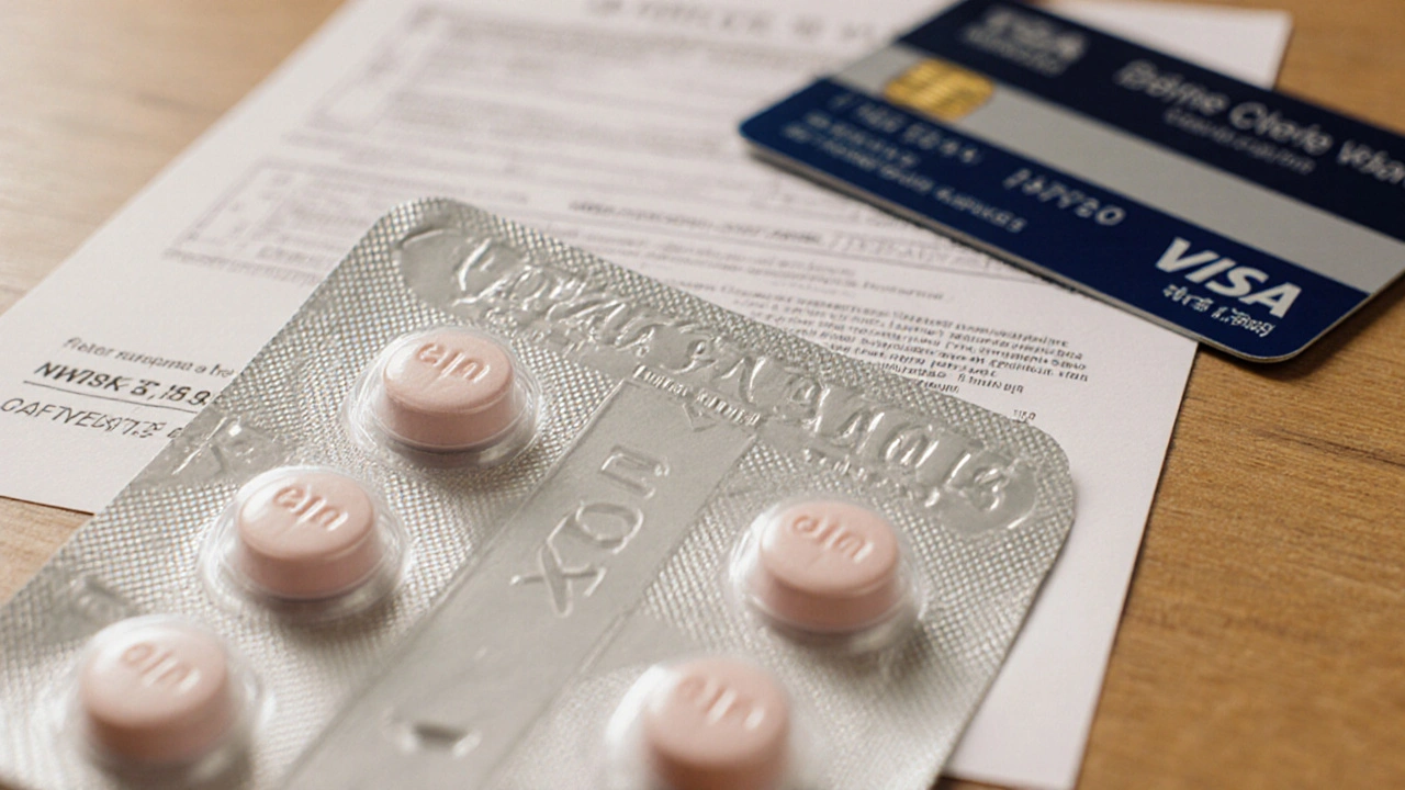 Close‑up of generic Clomid blister pack with pills showing imprint.