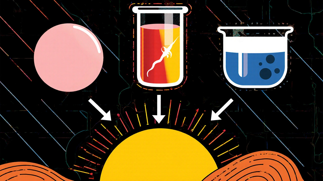 Collage of sperm banking, egg freezing, embryo and ovarian tissue preservation methods.