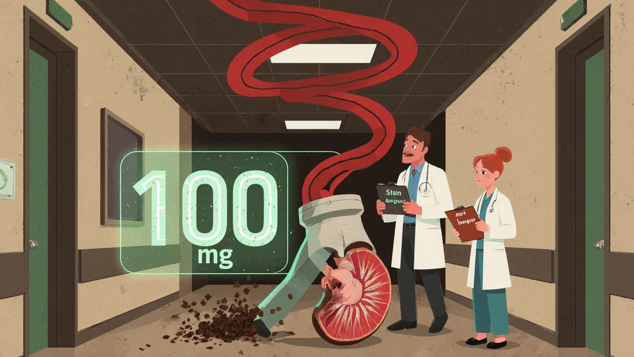 An elderly man collapses in a hospital hallway, muscle debris flows into a kidney filter, doctors argue over statin and antifungal prescriptions.