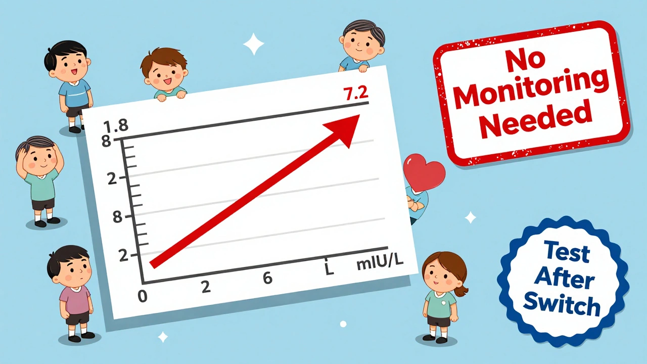 A TSH scale with a sharp spike from 1.8 to 7.2, surrounded by patient reactions and conflicting medical guidelines.