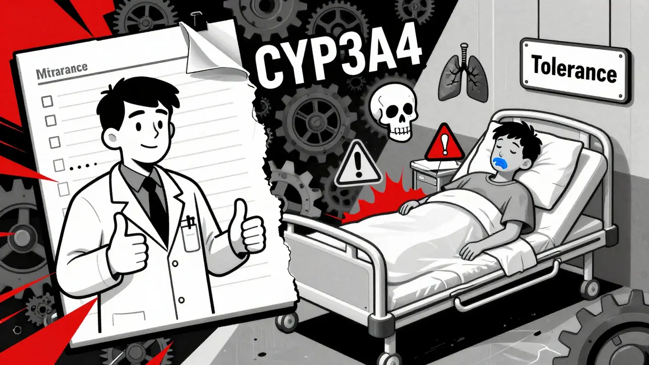 A torn medical chart showing prescribing doctor on one side and silent patient on the other, with warning symbols floating.