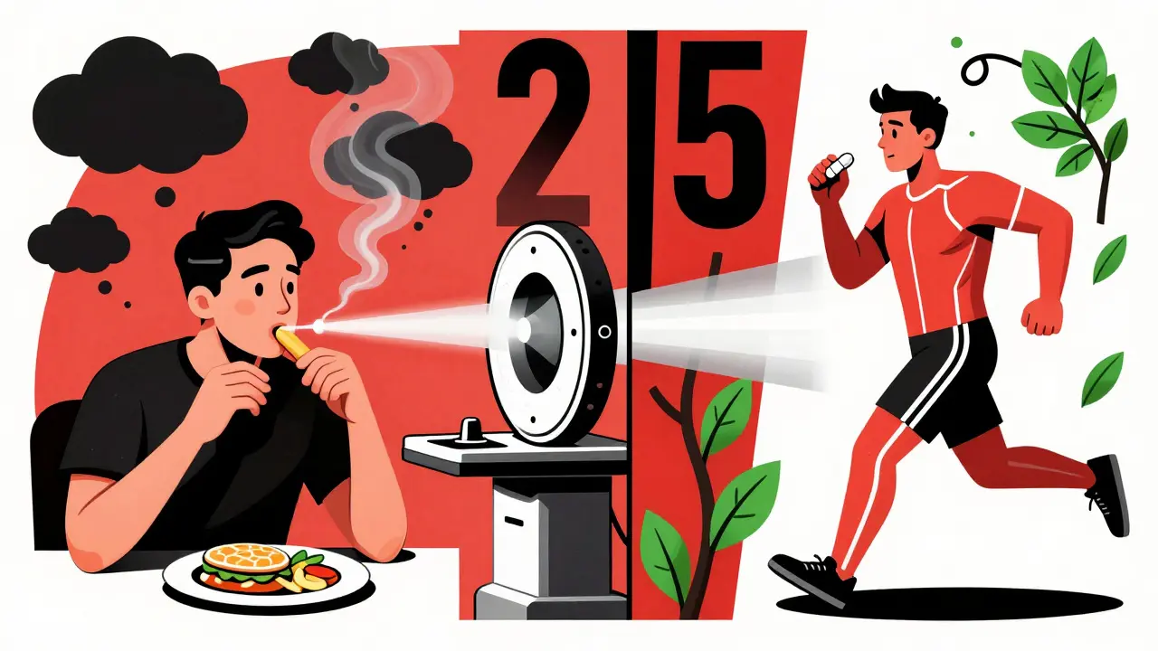 Split scene: unhealthy lifestyle vs. healthy choices, with plaque clouds and clean arteries on opposite sides.