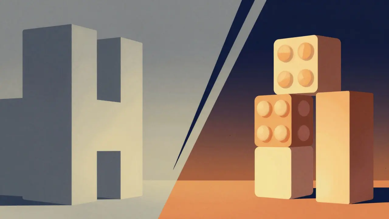 Constructivist illustration of separated morning and evening zones representing medication timing.
